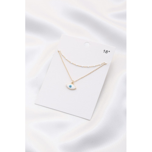 Eye Charm Layered Necklace - Designer Style - CC-56543