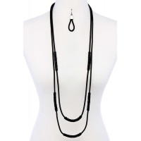 Double Layer Chic Long Necklace And Earring Set