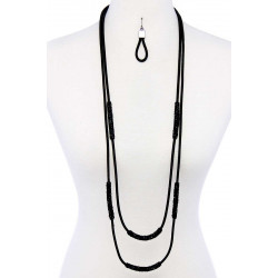 Double Layer Chic Long Necklace And Earring Set