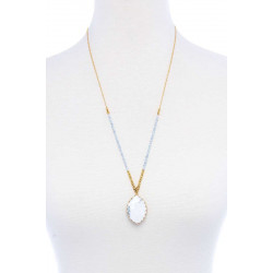 Designer Style Beaded And Stone Pendant Necklace - Contemporary Fashion