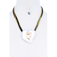 Fashion Triple Heart Pendant Necklace And Earring Set