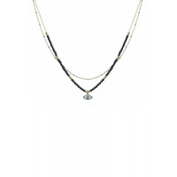 2 Layered Alloy Seed Bead Evil Eye Pendant Necklace
