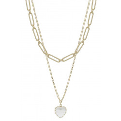 Alloy Linked Heart Pendant 2 Layered Necklace