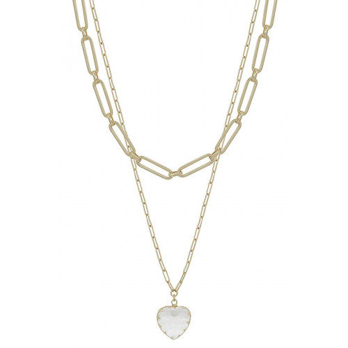 Alloy Linked Heart Pendant 2 Layered Necklace - CC-55619