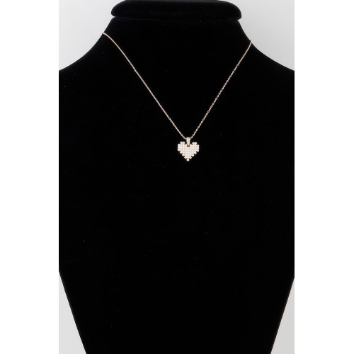 Block Pearl Heart Necklace - Designer Style - CC-WH2000947