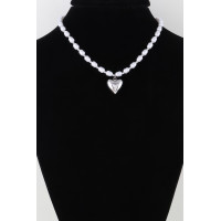 Shiny Heart Pearl Beaded Necklace