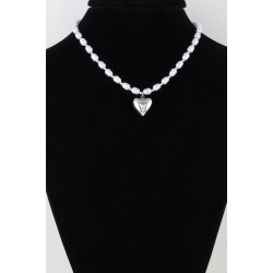 Shiny Heart Pearl Beaded Necklace - Chic Design