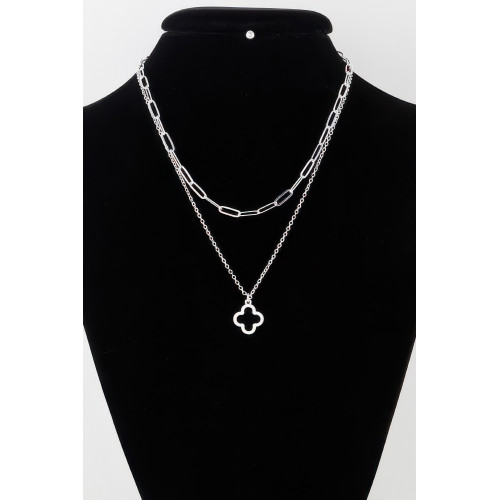 Double Open Clover Linked Necklace - CC-WH2001536