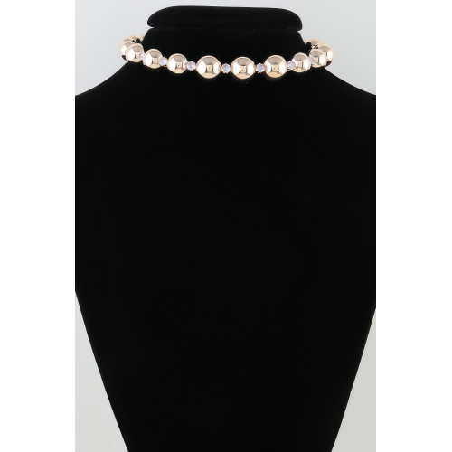 Crystal-studded Beaded Choker Necklace - CC-WH2001453