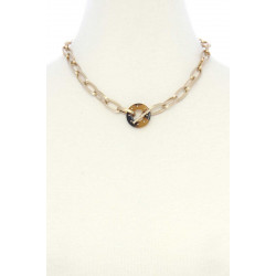 Acetate Ring Oval Link Toggle Clasp Necklace