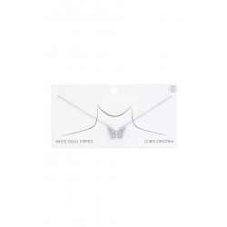 Crystal-studded Butterfly Charm Gold Dipped Necklace