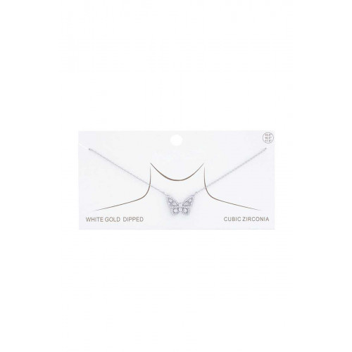 Crystal-studded Butterfly Charm Gold Dipped Necklace - CC-54263