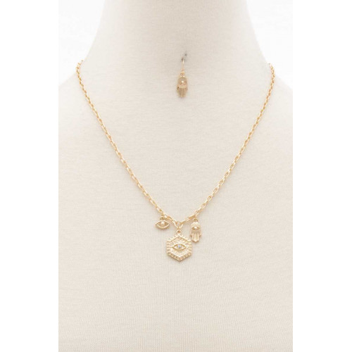 Sodajo Hexagon Shape Charm Necklace - Designer Style - CC-54875