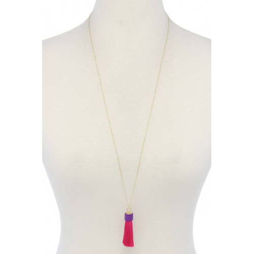 Tassel Pendant Necklace - Designer Style - CC-37230