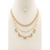 Butterfly Charm Oval Link Layered Necklace