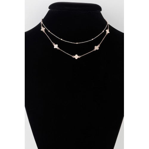 Double Clover Charm Necklace - Designer Style - CC-WH2001233