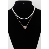 Checkered Clover Pearl Chain Necklace