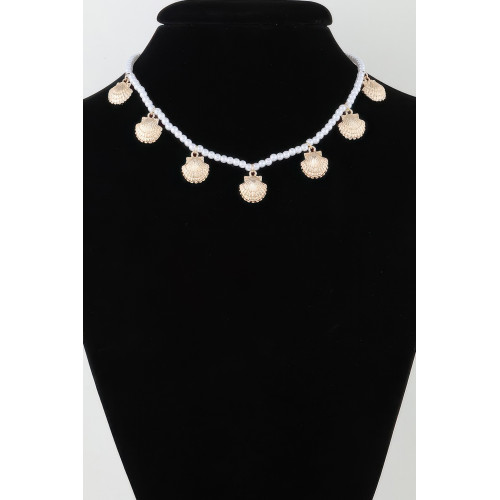 Clamshell Charm Pearl Necklace - Designer Style - CC-WH2000904