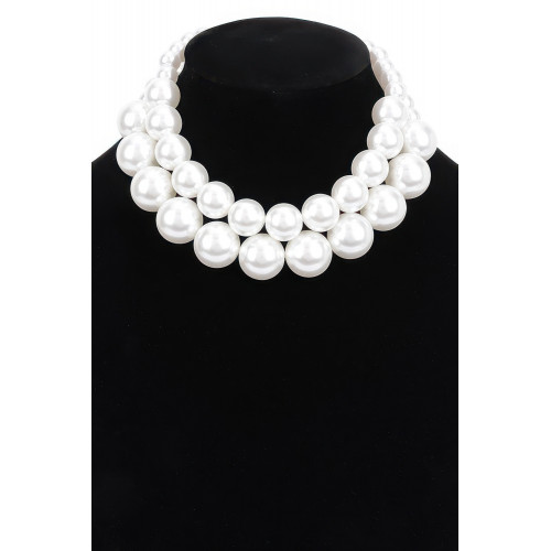 Faux Pearl Multi Necklace - Designer Style - CC-WH2001173