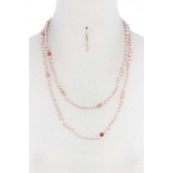 Beaded Fashion Long Necklace And Earring Set