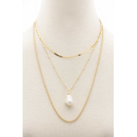 Pearl Herringbone Link Layered Necklace