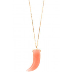 Elongated single horn pendant necklace