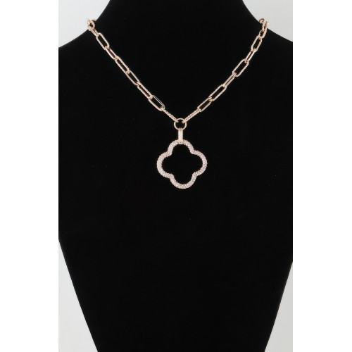 Jeweled Open Clover Linked Necklace - CC-WH2000900