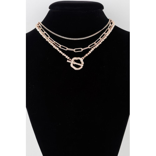 Triple Toggle Linked Necklace - CC-WH2001321