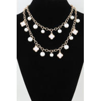 Double Pearled Clover Chain Necklace
