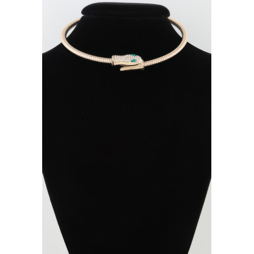 Bejeweled Snake Wrap Choker Necklace - Designer Style - CC-WH2001466