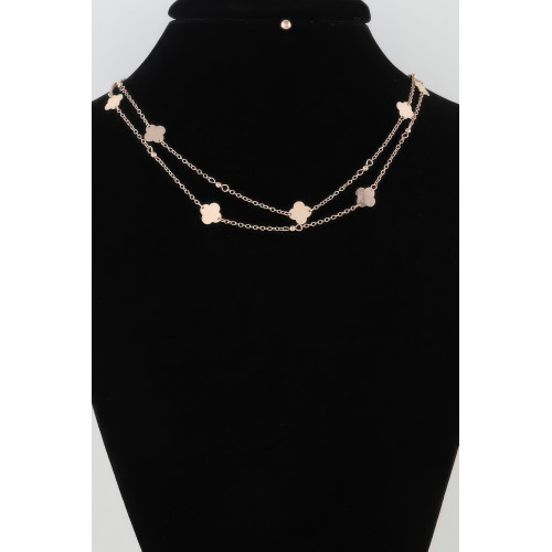 Double Clover Charm Necklace - Designer Style - CC-WH2001820