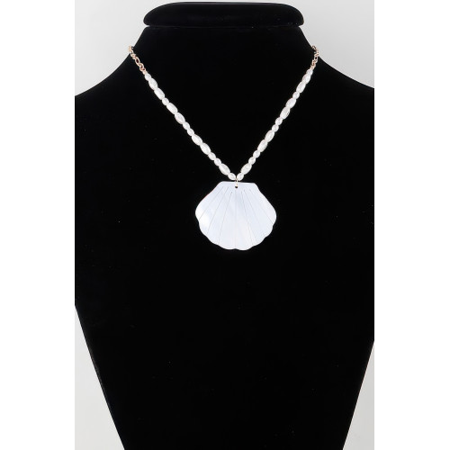 Marbled Seashell Bead Necklace - Designer Style - CC-WH2000875