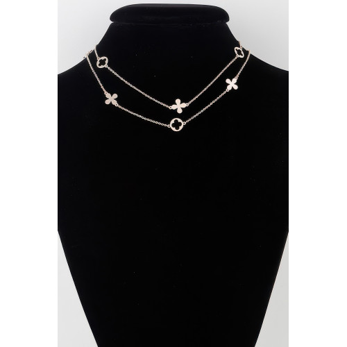 Double Open Clover Charm Necklace - Designer Style - CC-WH2001222