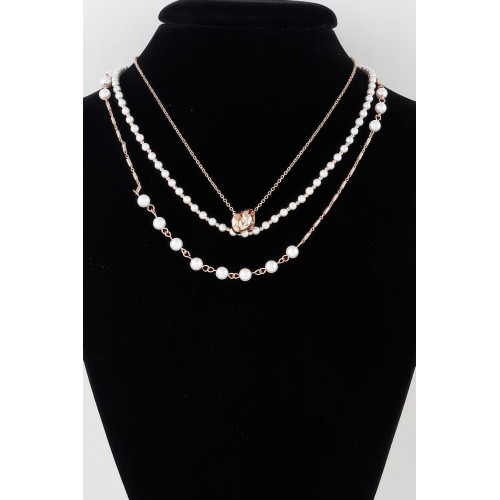 Triple Ring Beaded Necklace - Designer Style - CC-WH2001319