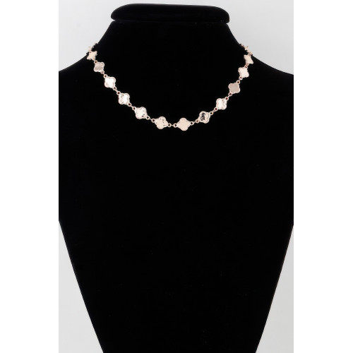 Bejeweled Clover Charm Necklace - Designer Style - CC-WH2000751