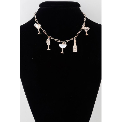 Party Drinks Charm Necklace - Designer Style - CC-WH2000874