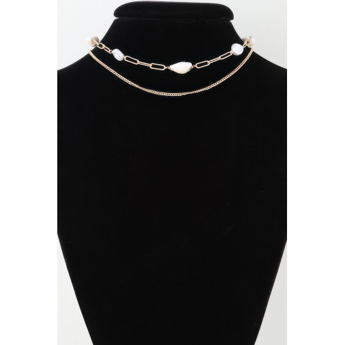 Double Pearl Linked Necklace - CC-WH2000905