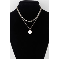 Double Stone Clover Charm Necklace