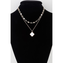 Double Stone Clover Charm Necklace - Boutique Inspired