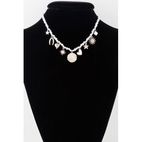 Multi Shiny Charms Beaded Necklace - Designer Style - CC-WH2001380