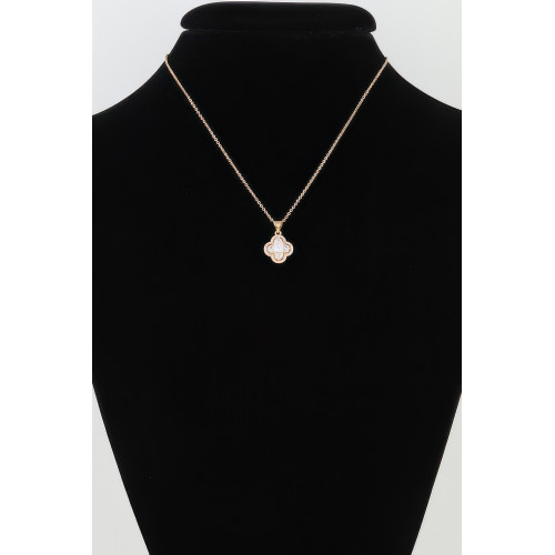 Bejeweled Cubic Zirconia Clover Necklace - Designer Style - CC-WH2001463