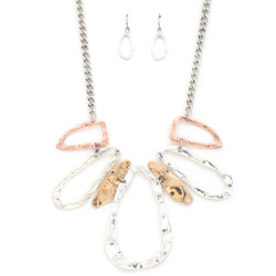 Style Open Oval Shape Design Linked Necklace And Earring Set