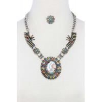 Multi Color Indigenous Pendant Necklace