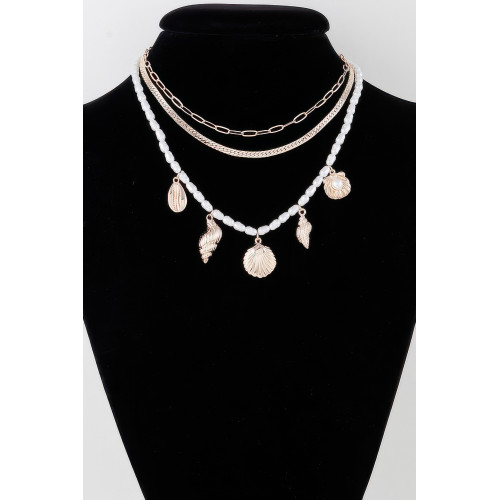 Multi Seashell Charm Necklace - Designer Style - CC-WH2000749