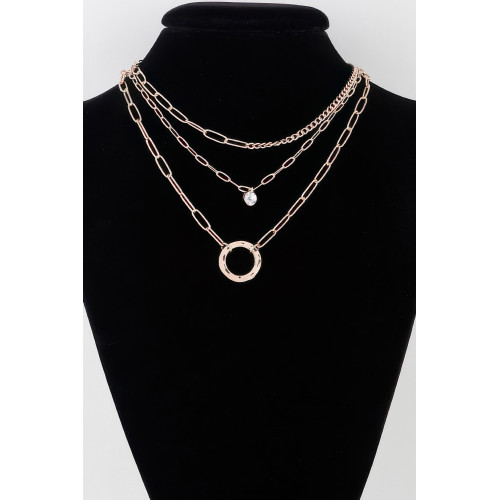 Multilayer Lin Linked Ring Necklace - CC-WH2001193