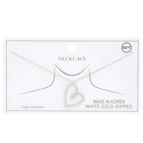 Abstract Heart Crystal-studded Gold Dipped Necklace - CC-58707