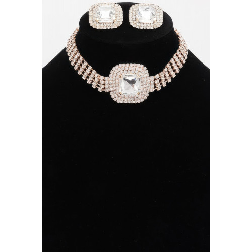 Crystal-studded Necklace Set - CC-WH2001353