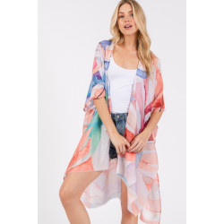 Watercolor Leaves Print Kimono - Boutique Inspired