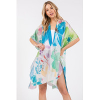 Watercolor Flower Print Kimono