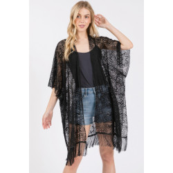 Flower Pattern Crochet Lace Tassel Cover Up - Everyday Glam